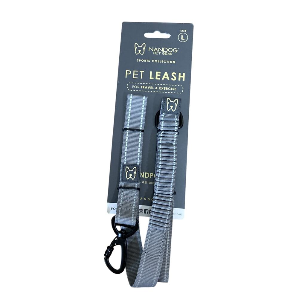 Nandog Reflective Pet Leash Large Gray